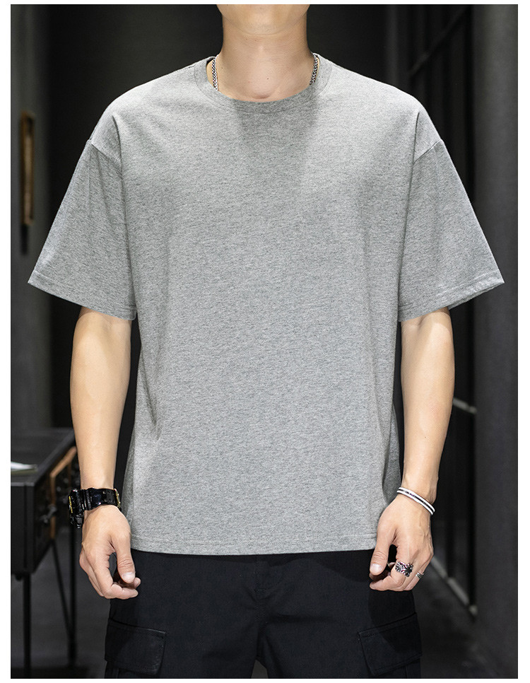 2020夏季新款短袖t恤男落肩纯棉休闲百搭半袖男士短袖t恤