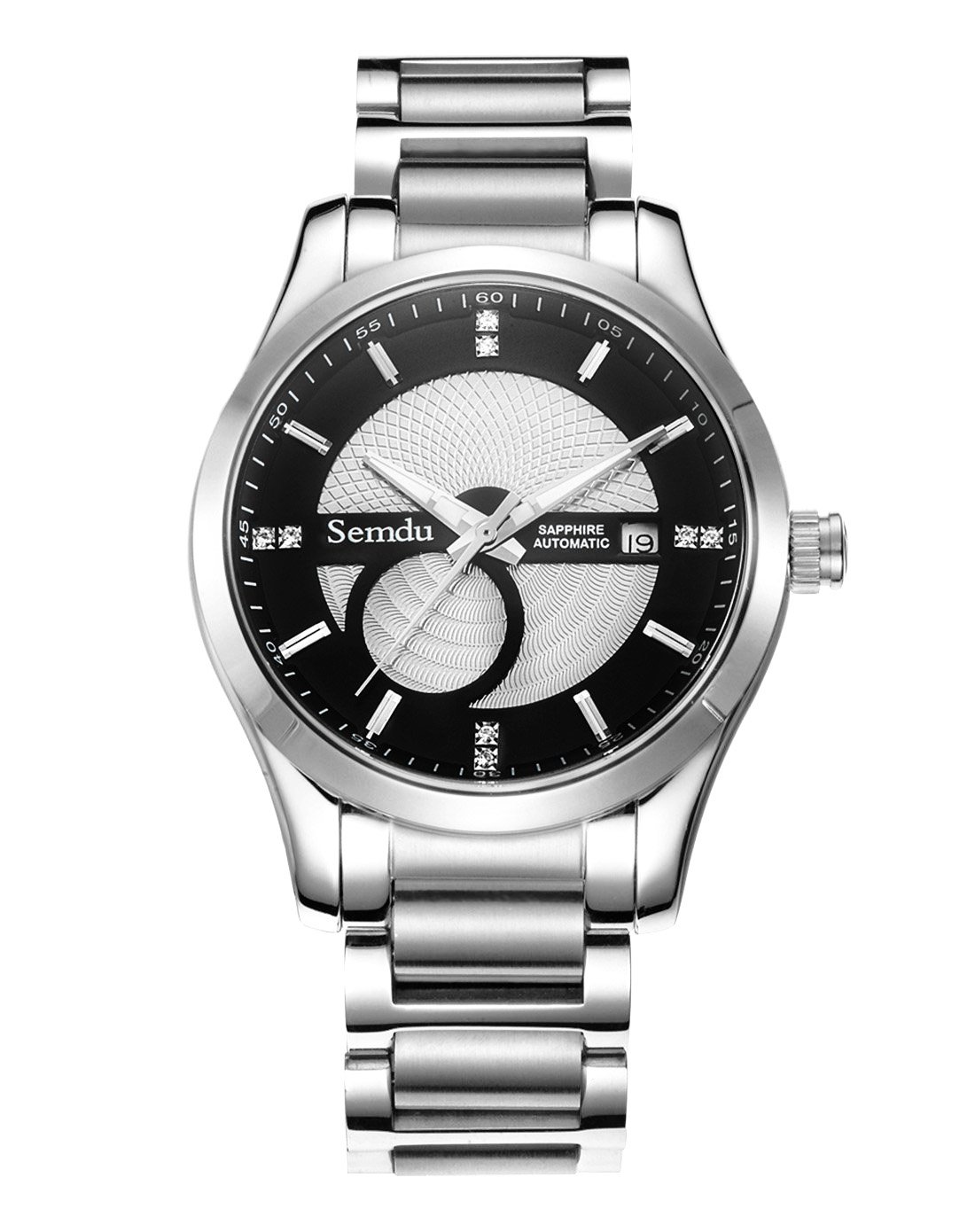 绅度绅度手表时尚日历黑色男士腕表钢带全自动机械男表商务sd7051gpb