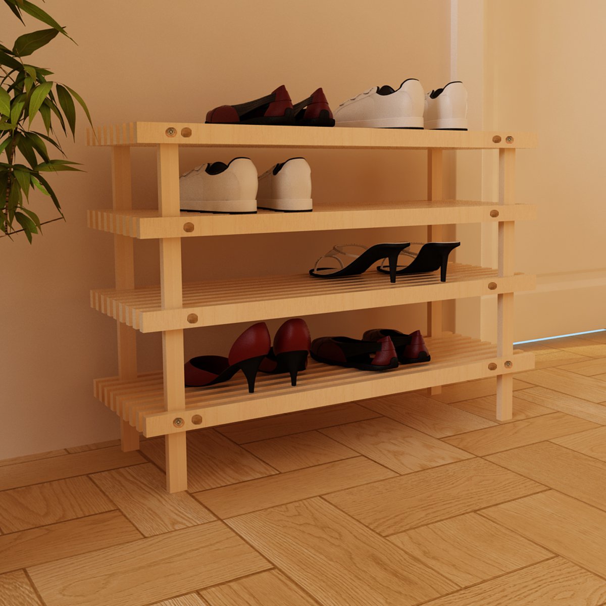 自制鞋架木材图片