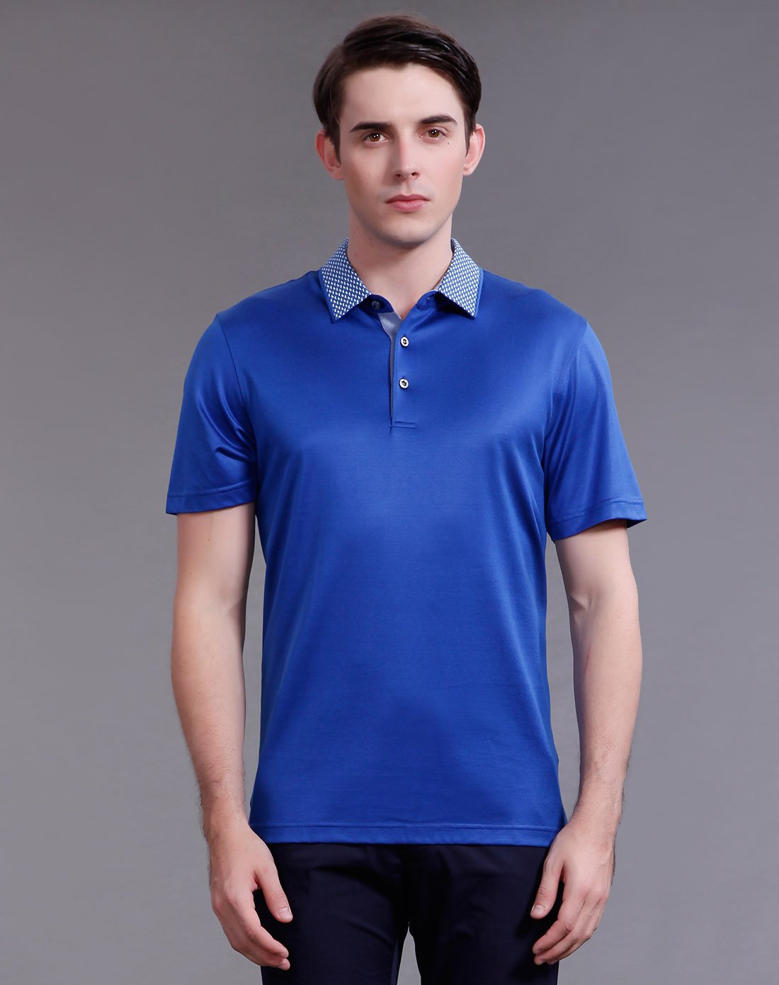 蚕丝棉混纺净色商务短袖t恤白色