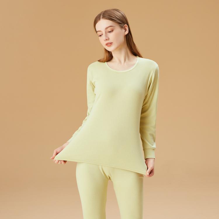 红豆 【100%新疆棉】亲肤纯棉秋衣秋裤女圆领打底薄女士保暖内衣套