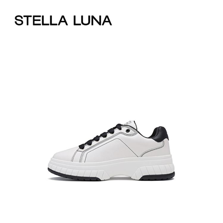 Stella Luna 女鞋2022秋季新款运动鞋牛皮舒适休闲经典小白鞋 In White