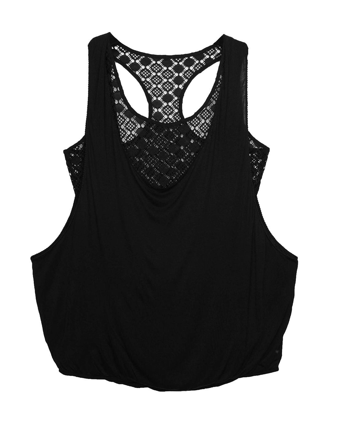 eves temptation女士内衣专场黑色时尚百搭圆领无袖美背镂空女工字