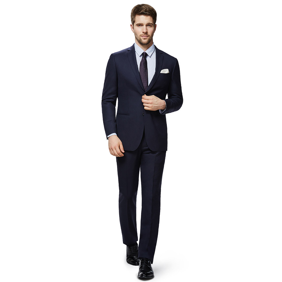 【羊毛 桑蚕丝】商务休闲单开叉西装男士正装西服套装上衣