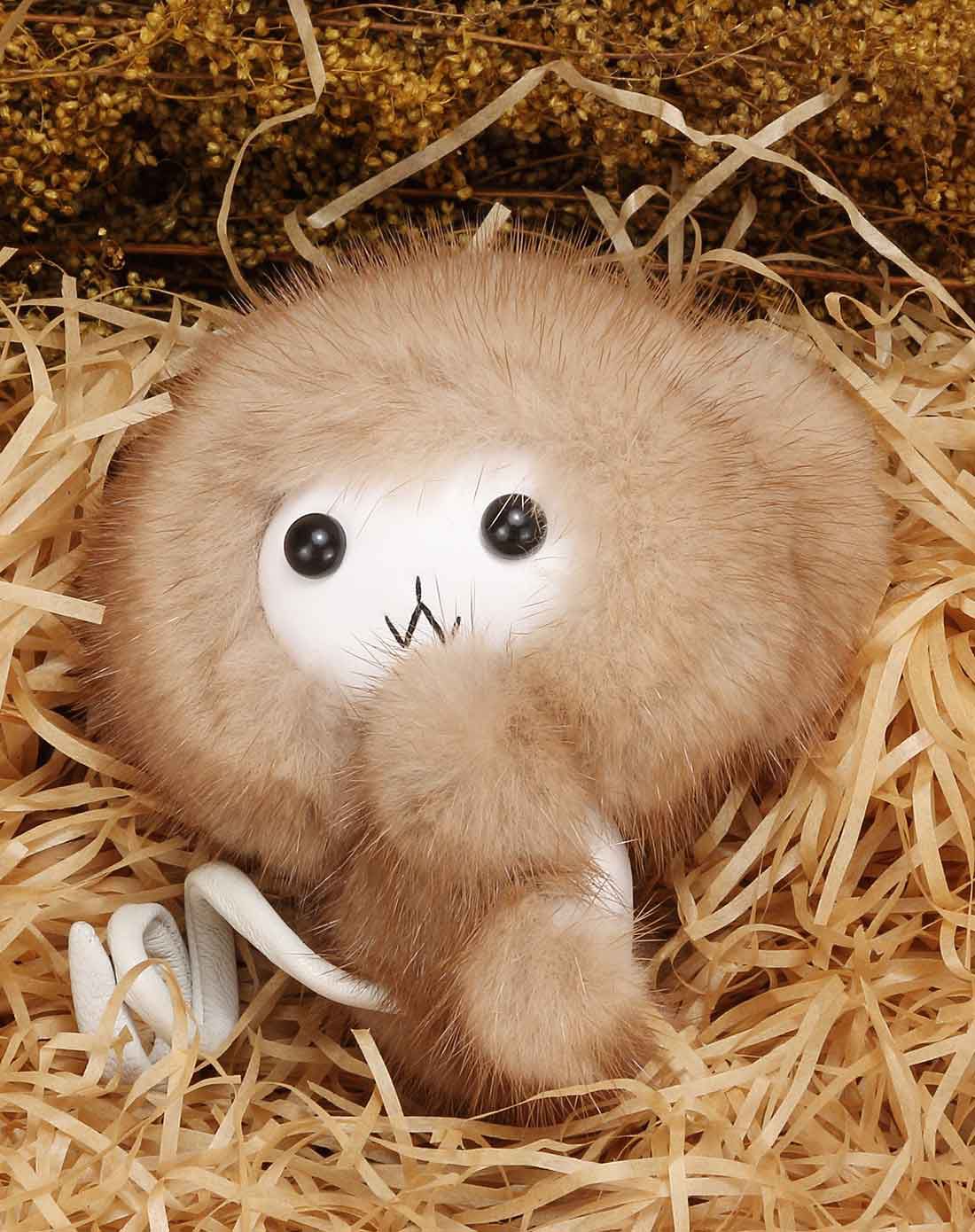 杏色流行水貂毛可爱挂件