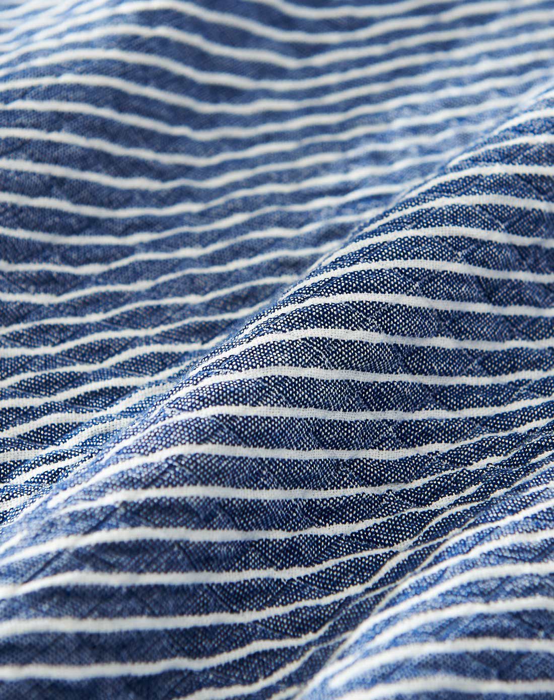 200*230cm梭织纯棉盖毯蓝细条