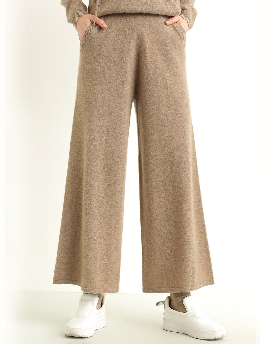 双插袋长裤女士毛裤针织羊毛裤100%纯山羊绒裤打底裤阔腿裤休闲羊绒裤