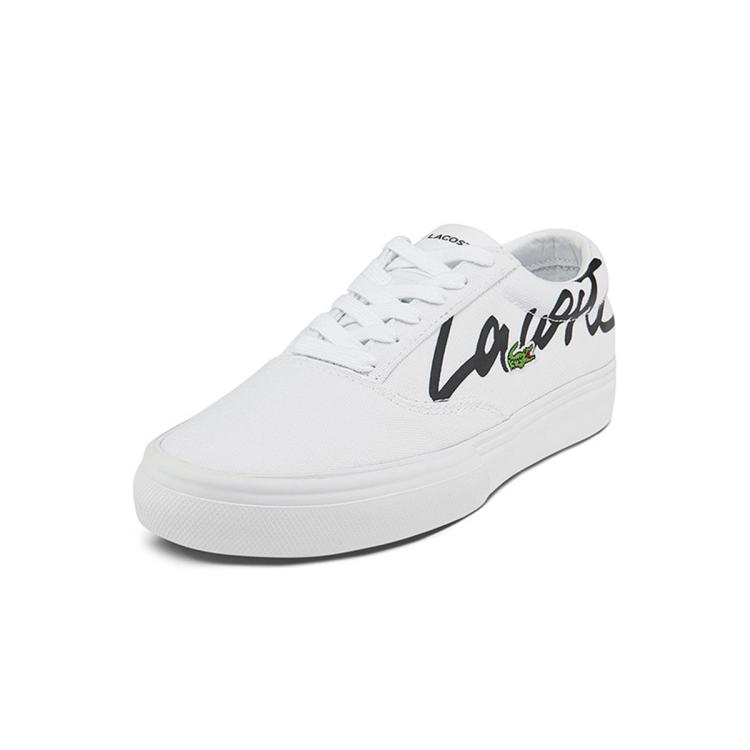 Lacoste 女鞋字母印花白色帆布鞋休闲鞋 In White