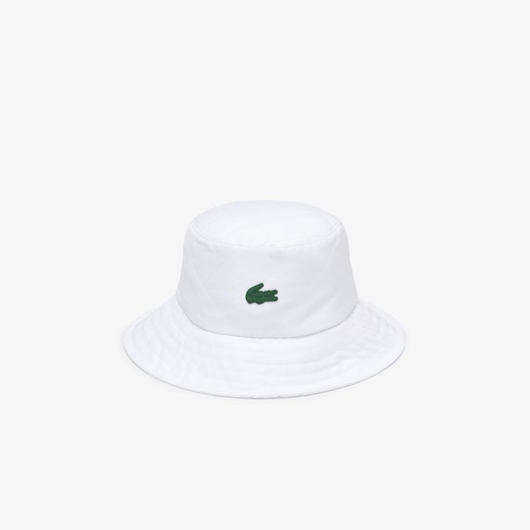 Lacoste 法国鳄鱼情侣款休闲遮阳帽简约logo运动圆帽男女同款渔夫帽 In White