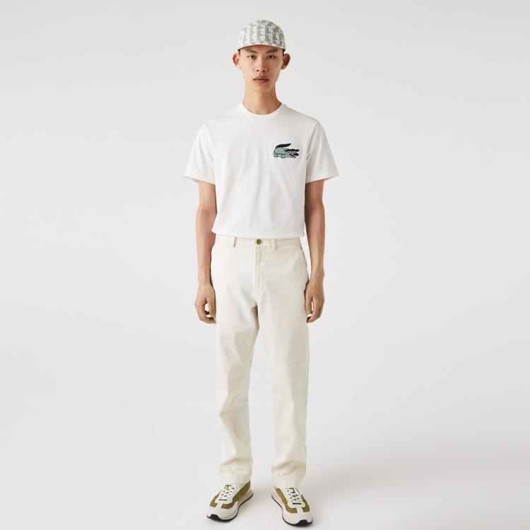 Lacoste 法国鳄鱼男装秋冬简约百搭拼色长裤休闲裤 In White