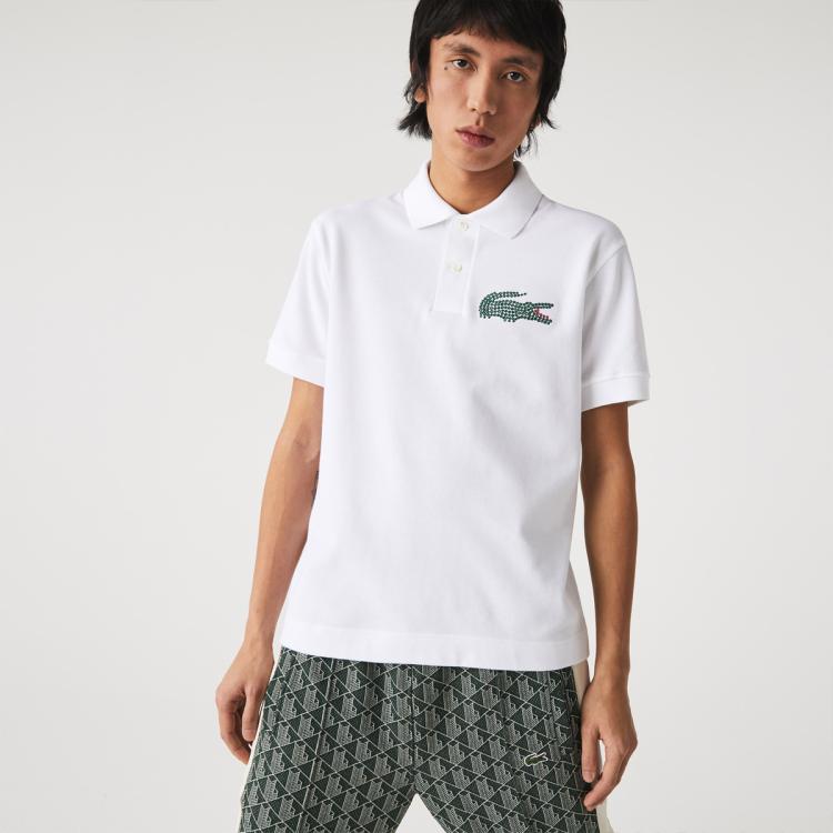 Lacoste 法国鳄鱼男装春夏季经典简约休闲翻领短袖polo衫舒适男士上衣 In White