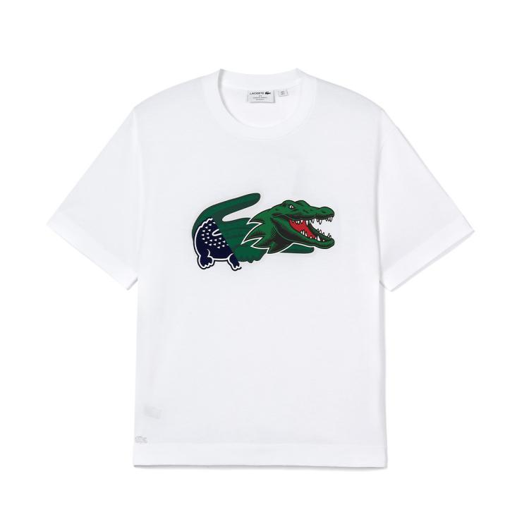 Lacoste 法国鳄鱼男装holiday系列休闲图案印花短袖t恤衫 In White