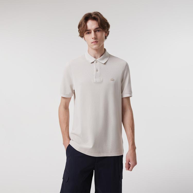 Lacoste 法国鳄鱼男装纯色商务休闲棉质短袖polo衫 In White