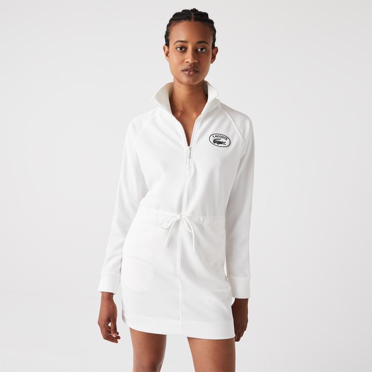 Lacoste 法国鳄鱼女装简约时尚连衣裙商务通勤立领短裙 In White