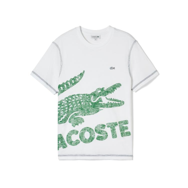 Lacoste 法国鳄鱼男女同款夏日活力系列潮流印花短袖t恤 In White