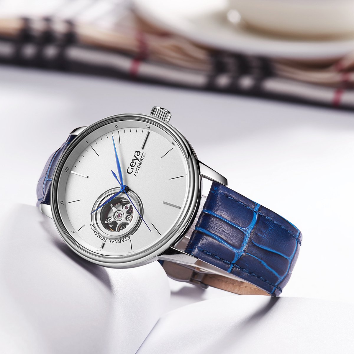 格雅geya手表机械男表经典镂空个性百搭防水送礼礼物男士手表