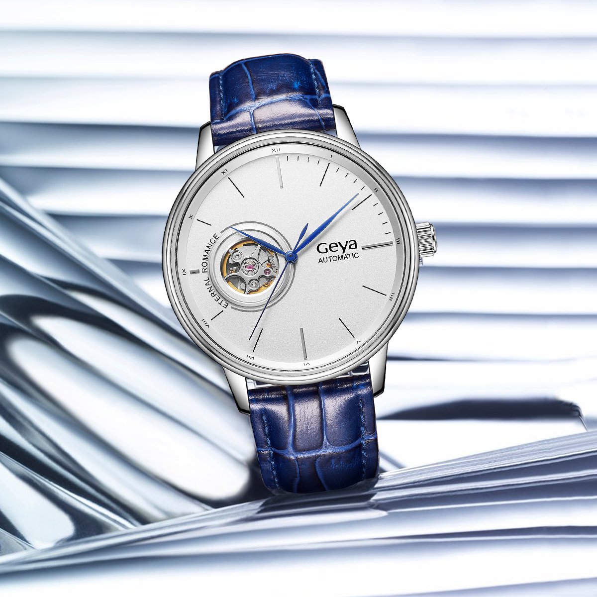 格雅geya手表机械男表经典镂空个性百搭防水送礼礼物男士手表