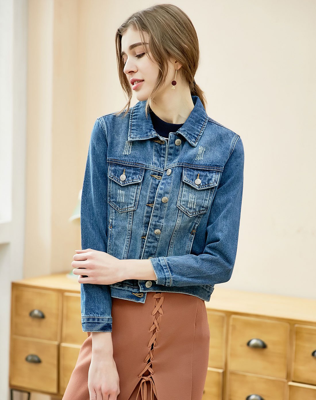 似水年华女装专场 经典基础款牛仔外套牛仔兰 运费 (订单满288免运费)
