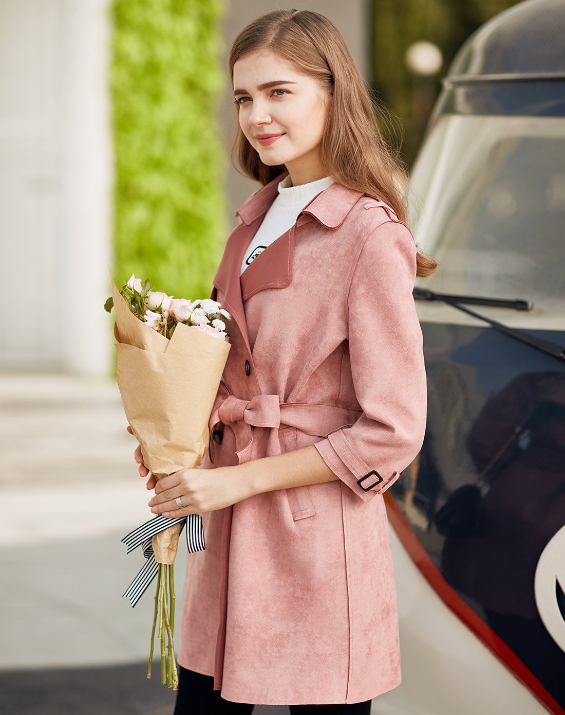 似水年华similar years of water女装专场 麂皮绒风衣粉色 商品编码