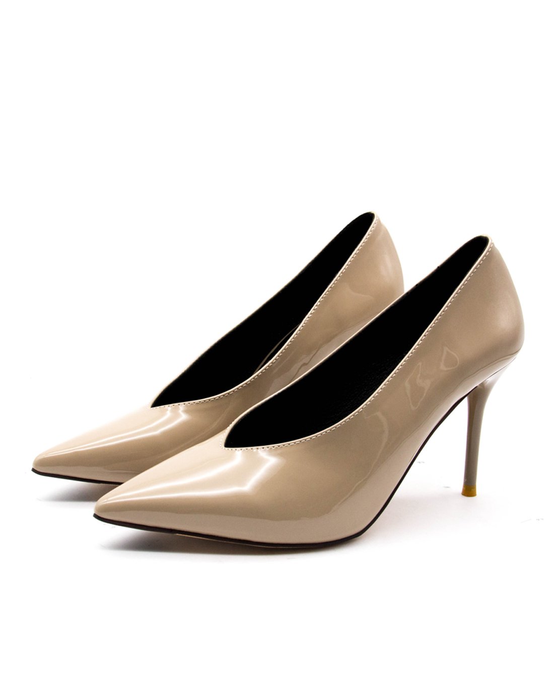 镜面细跟浅口尖头单鞋