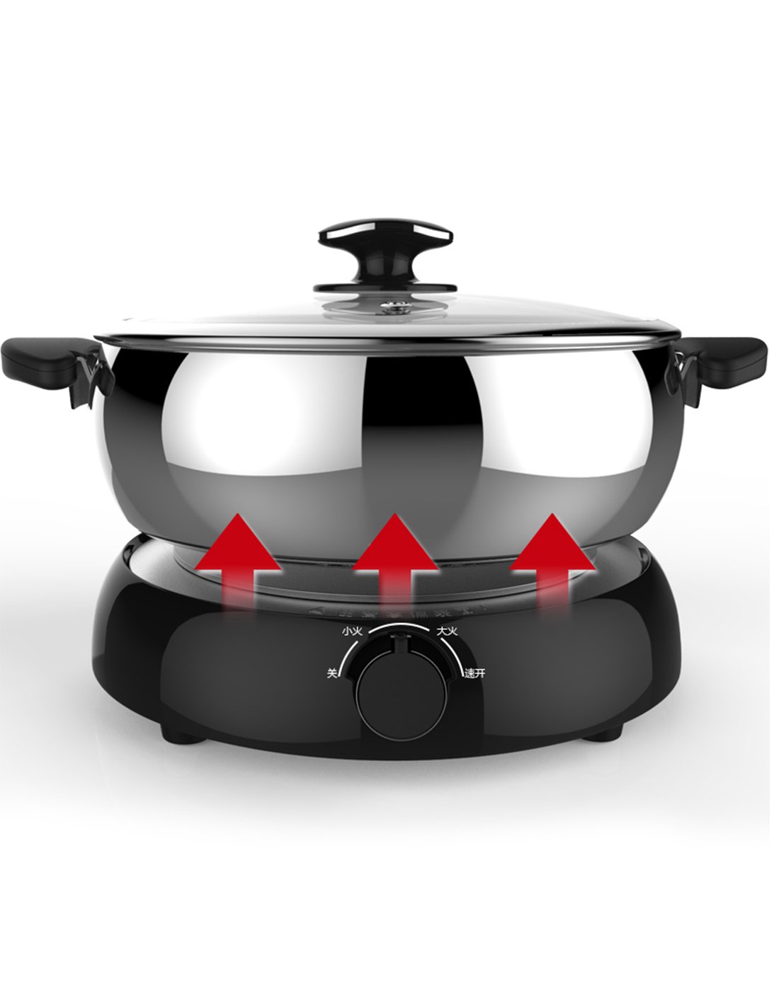 利仁hg-f422ba 2l不锈钢分体多功能电火锅 电煮锅 电煎锅 小火锅