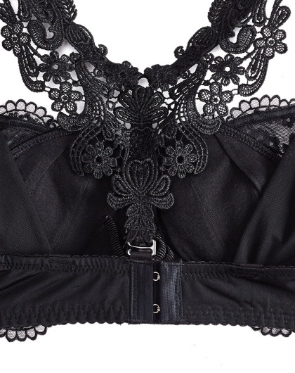 舞依黑色奢华宫廷刺绣性感蝶翼杯聚拢文胸
