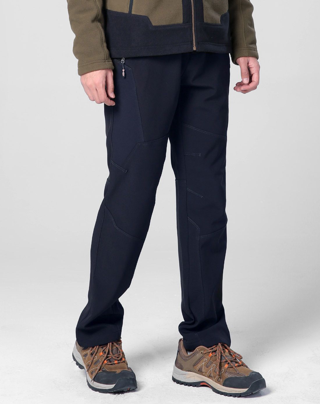 保暖舒适 男款藏青色加绒冲锋裤 宽松版型