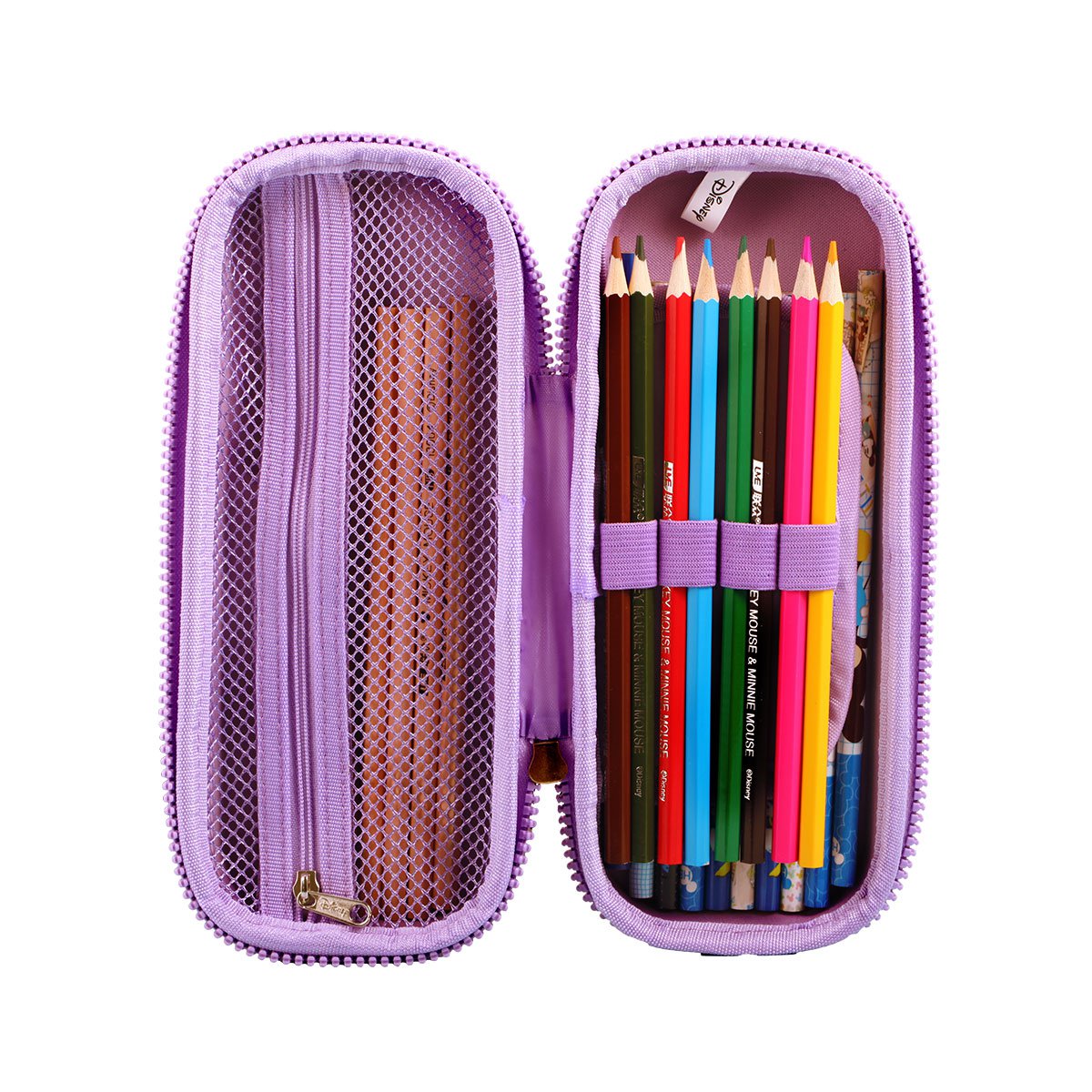 迪士尼公主笔袋中小学生女童儿童文具笔盒创意大容量儿童硬壳铅笔袋