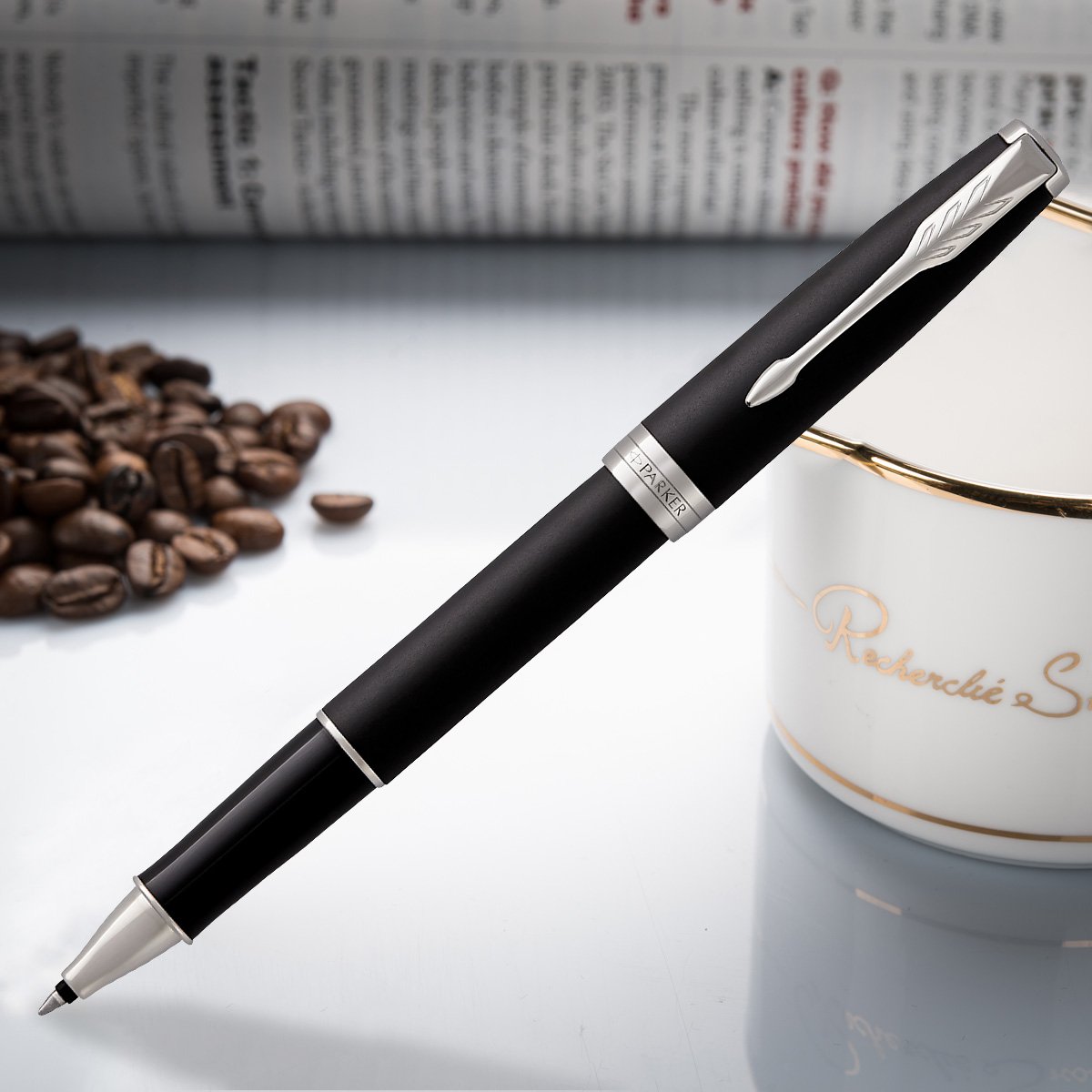 parker派克 新款卓尔磨砂黑杆白夹宝珠笔/签字笔 收藏笔生日礼物教师