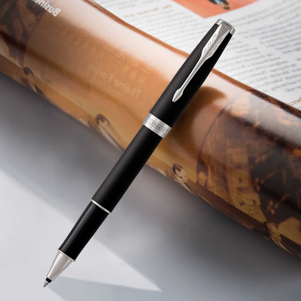 parker派克 新款卓尔磨砂黑杆白夹宝珠笔/签字笔 收藏笔生日礼物教师