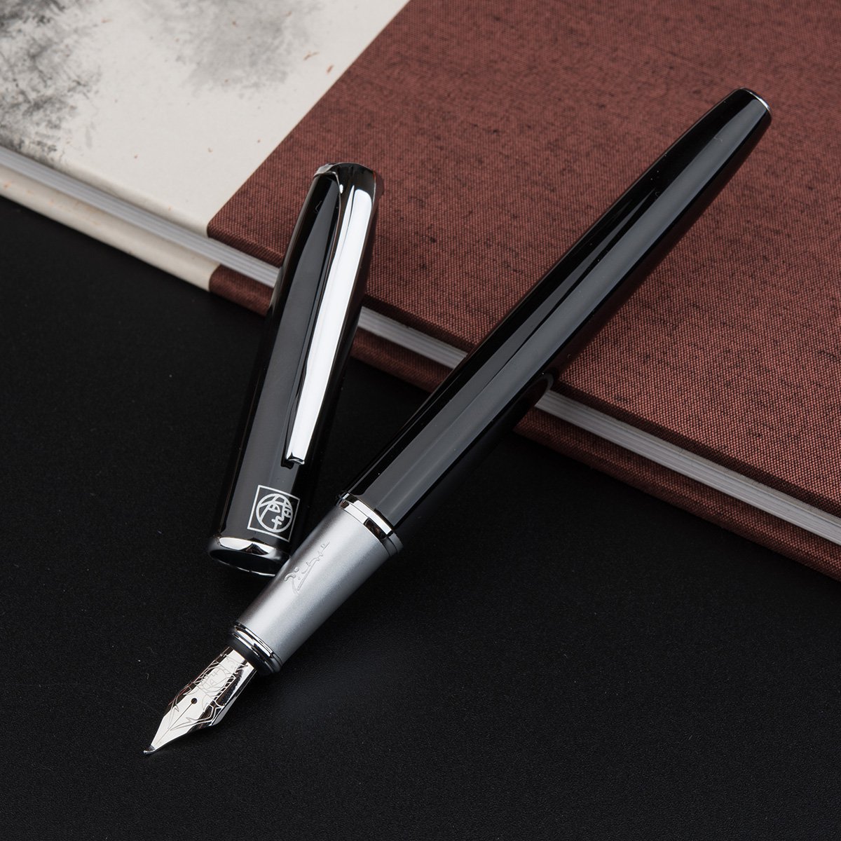 picasso毕加索 k16黑色白夹钢笔礼盒套装