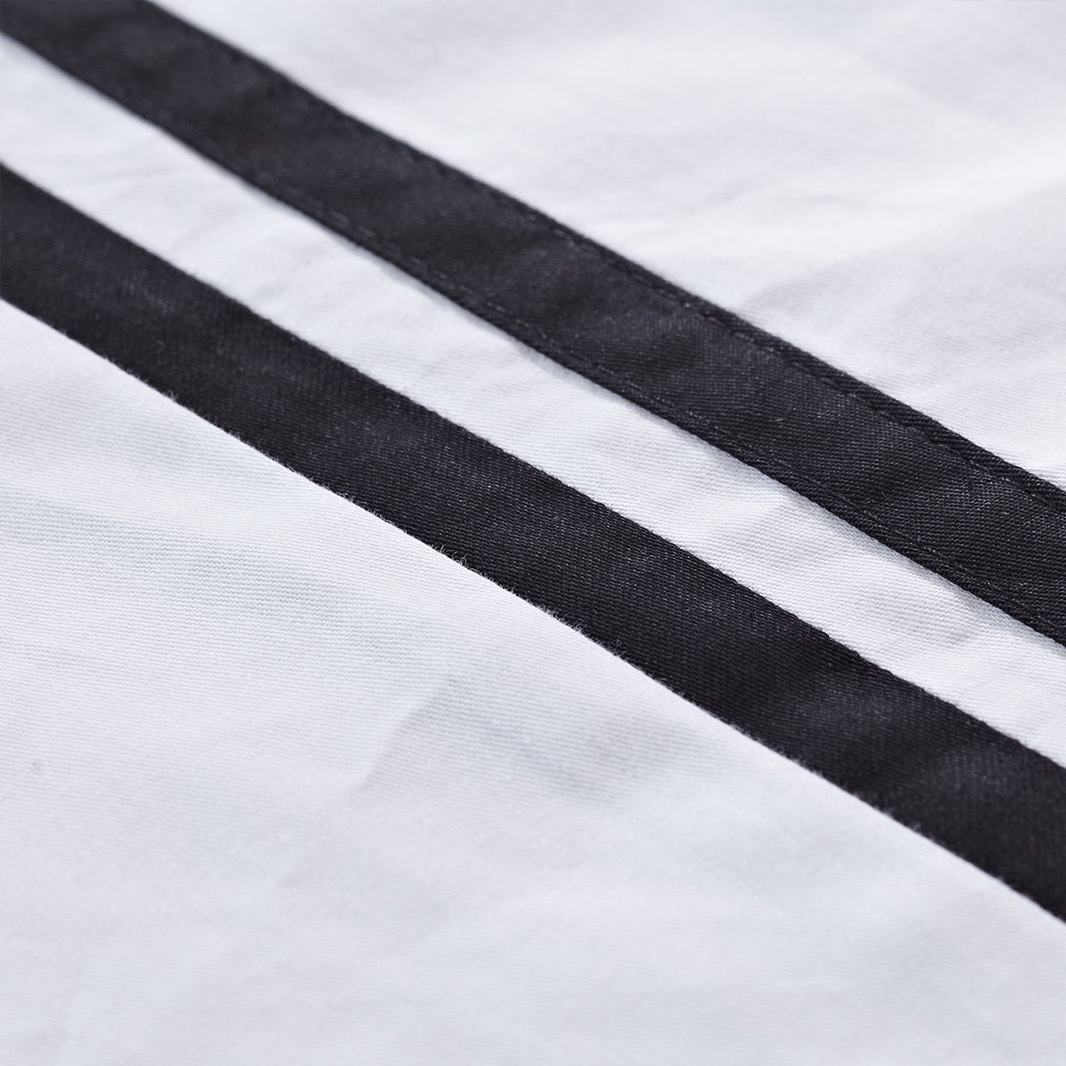 全棉纯色四件套简约酒店床上用品 白黑条1.5米/1.8米床