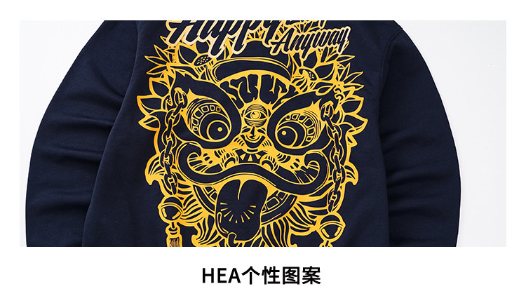 【国潮醒狮】hea21新款大狮头印花宽松男女同款套头连帽卫衣