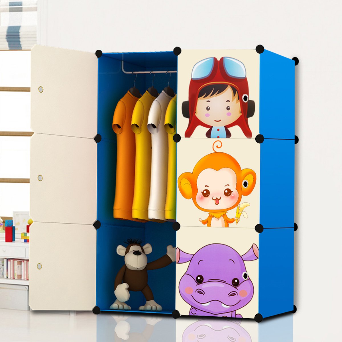 简易衣柜现代简约组合卡通儿童收纳柜防尘单人衣橱衣柜