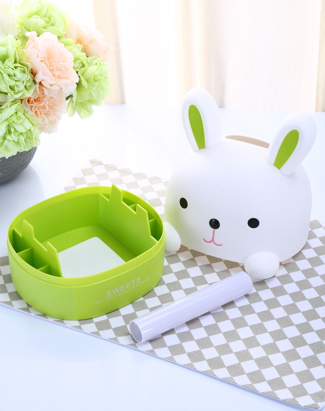 易生活潮流时尚先锋用品专场创意便捷可爱小兔子纸巾筒绿色xysh-5169