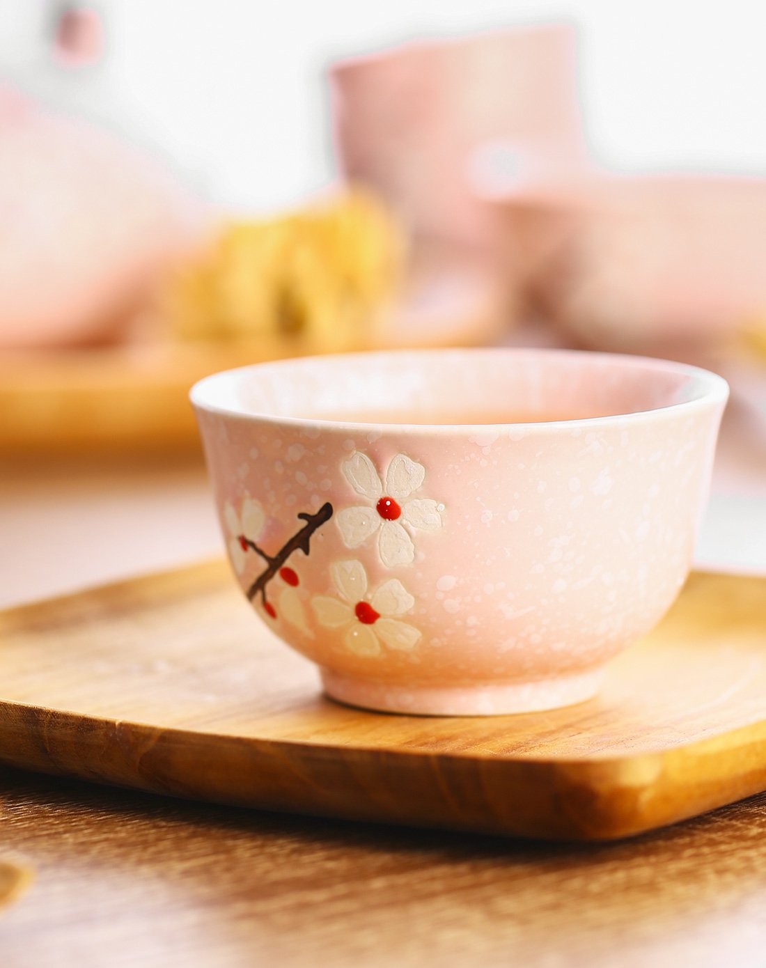 7件套雪花釉樱花一壶6杯茶具套装