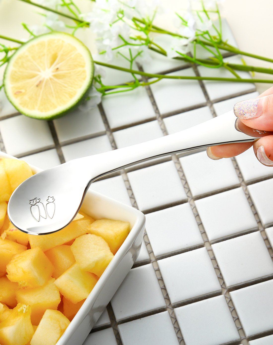 304不锈钢萝卜兔子儿童勺