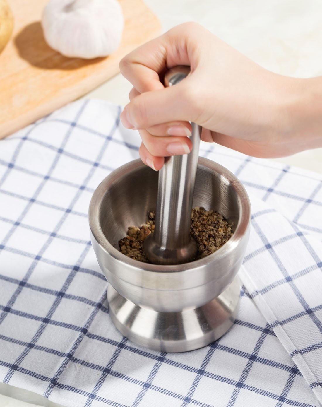 304加厚不锈钢多用研磨罐家用经典捣蒜捣碎器