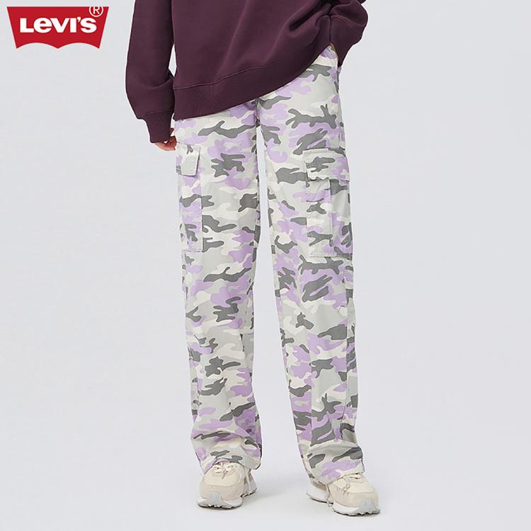 Levi's 李维斯24年女士休闲时尚舒适百搭个性花色工装裤 In Purple