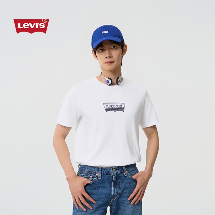 Levi's 李维斯24夏季男士短袖渐变色logo简约休闲t恤 In White