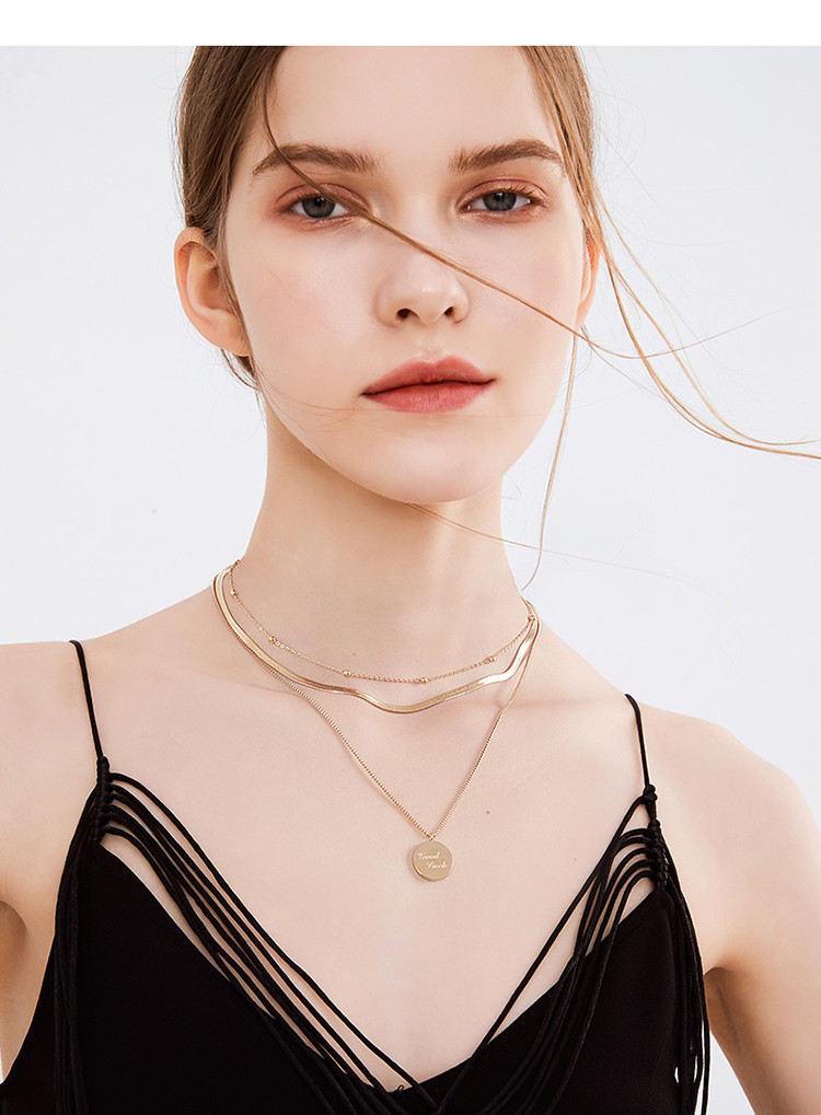 mck 多层硬币项链女锁骨颈链新款轻奢脖子链简约气质饰品时尚设计