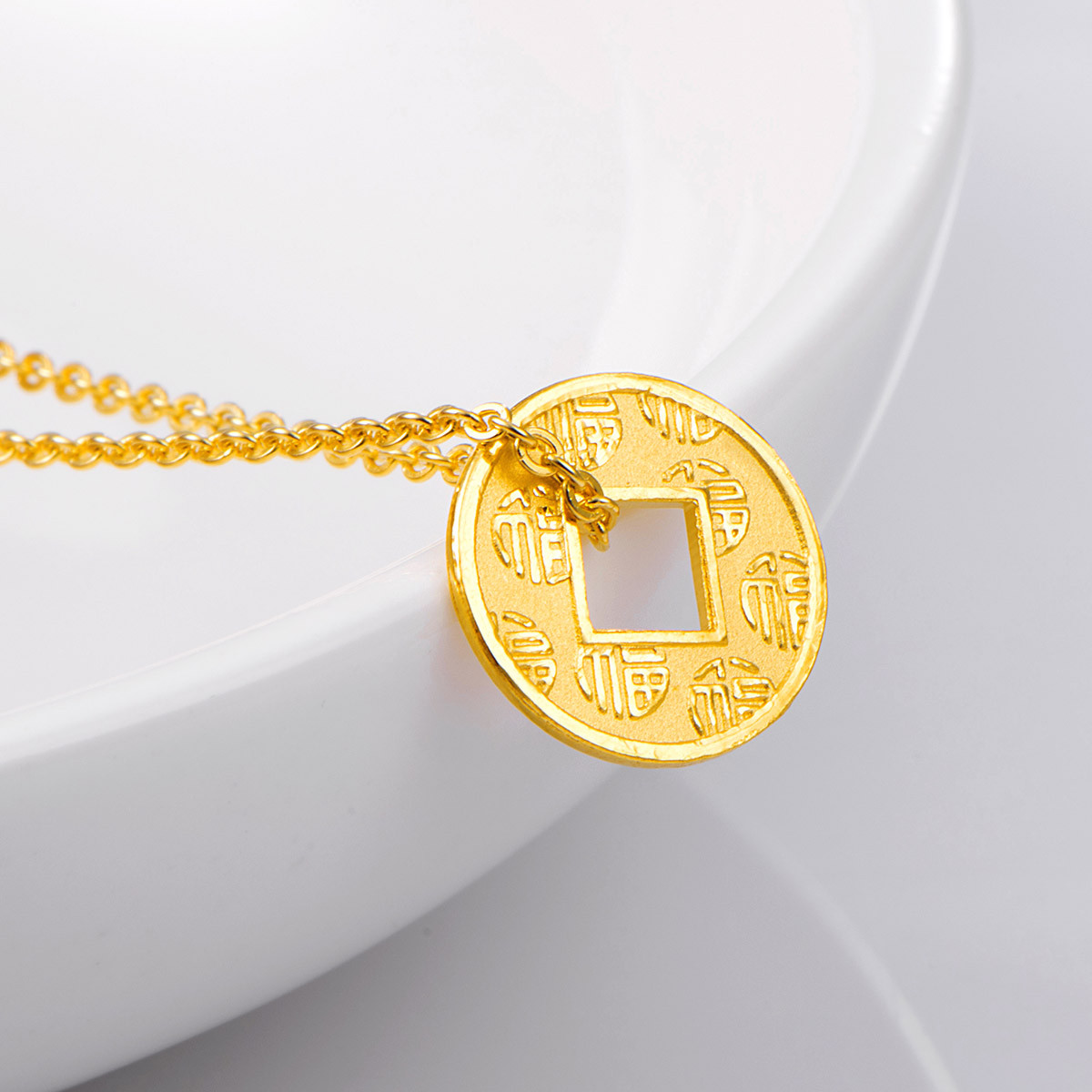 9铜钱黄金吊坠不含链/计价