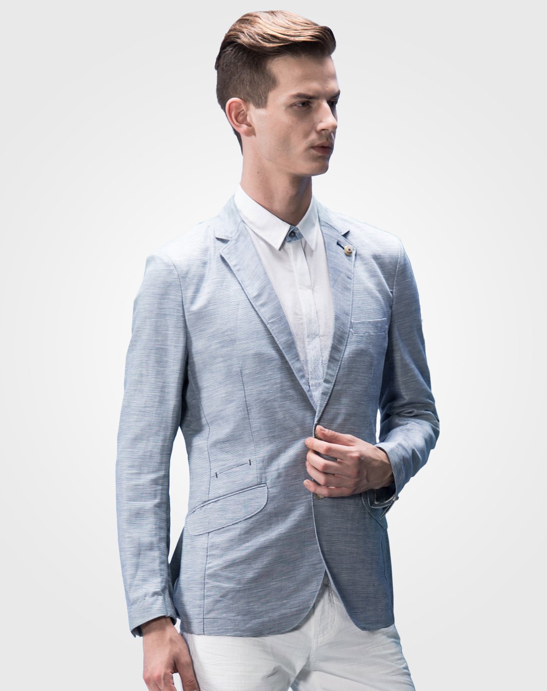 七匹狼旗下swsport清仓抢购专场浅蓝色韩式休闲便西411324-01_唯品会