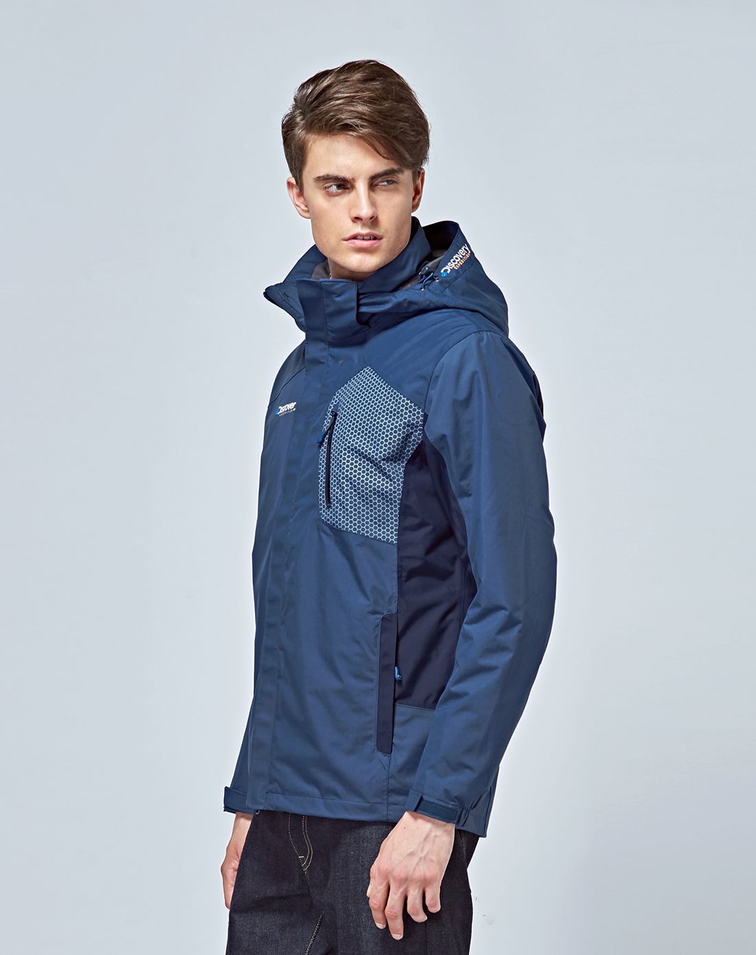 discovery expedition男款铁蓝灰/藏蓝保暖三合一冲锋衣dawe91021-c27