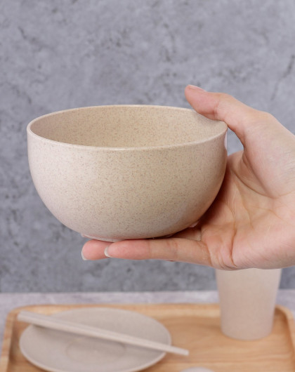 小麦秸秆餐具六件套本色