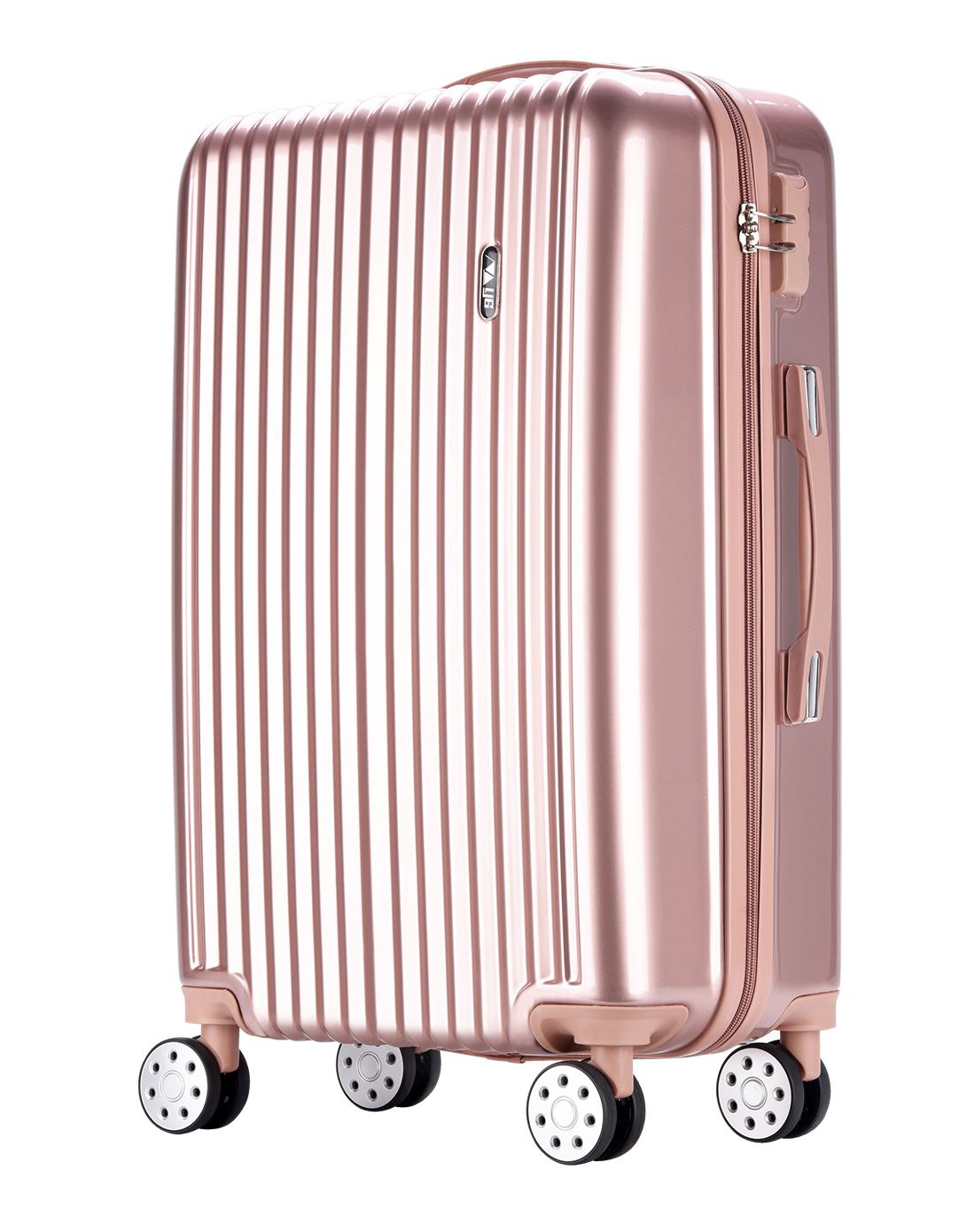 全新升级奢华条纹密码拉杆箱26寸银色