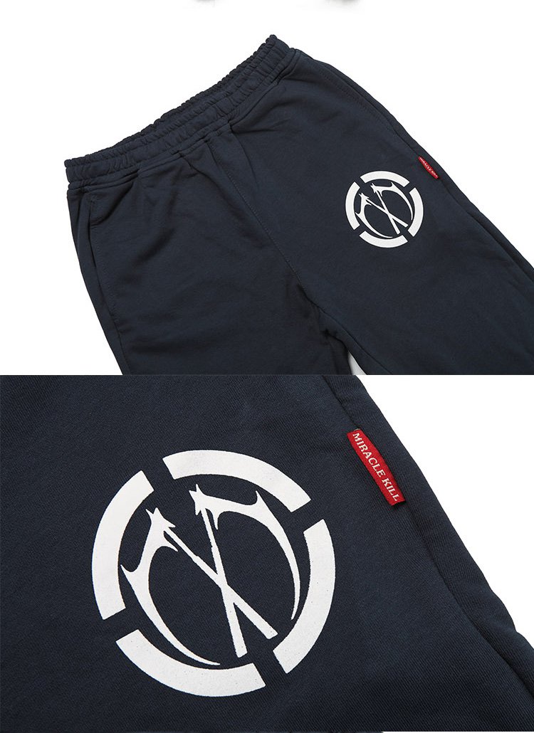 双刀logo纯棉修身运动长裤