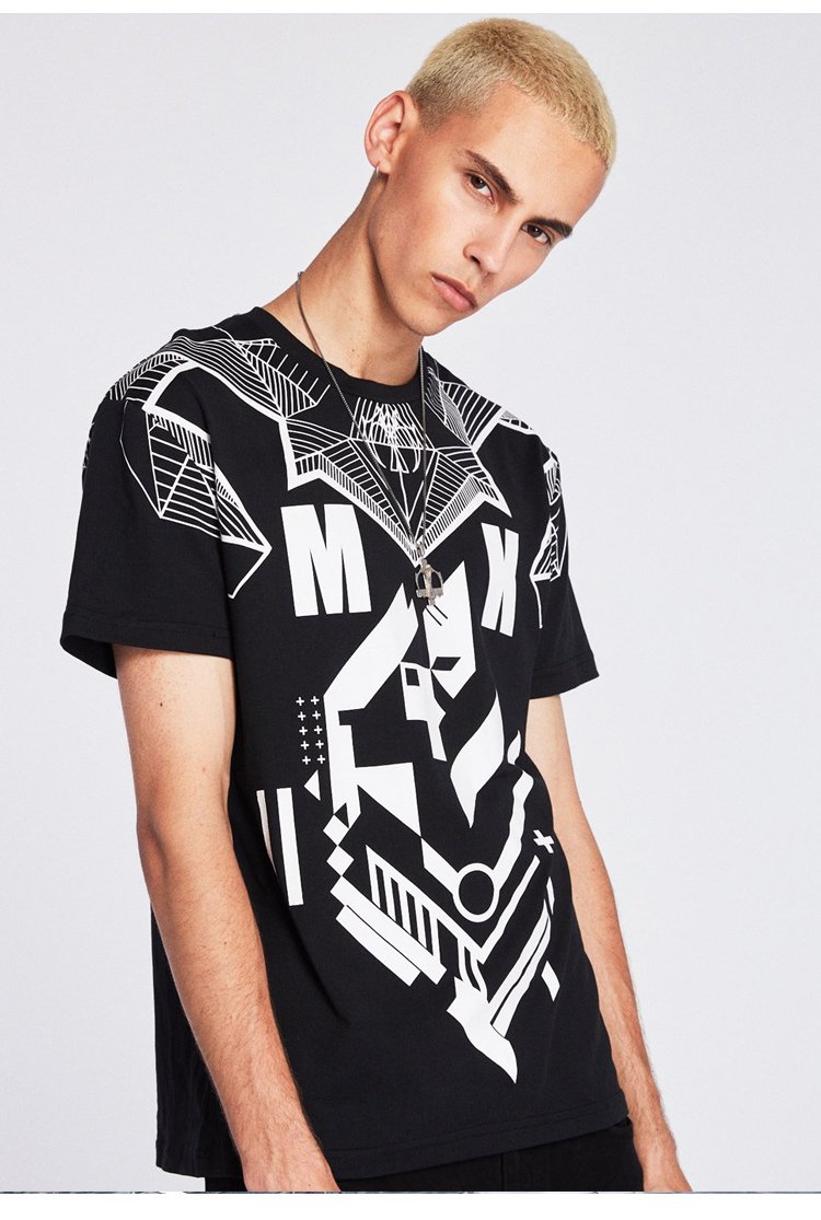 夏季新款 后现代主题科幻印花图案潮牌男装短袖t恤