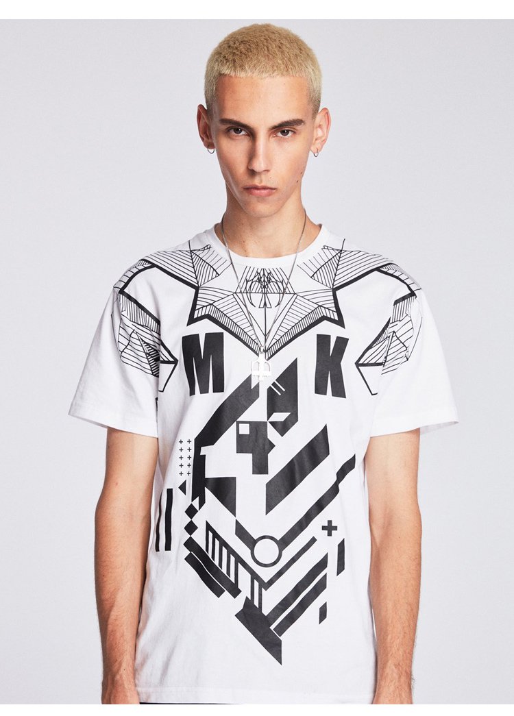 夏季新款 后现代主题科幻印花图案潮牌男装短袖t恤