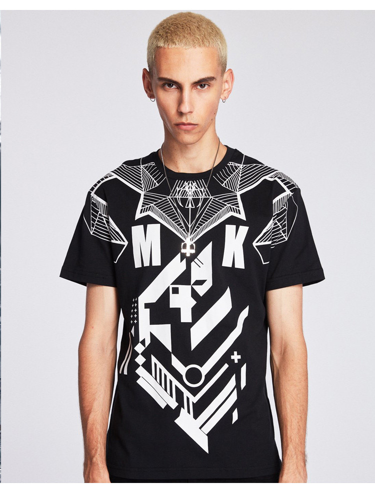 夏季新款 后现代主题科幻印花图案潮牌男装短袖t恤